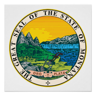 Montana state seal america republic symbol flag poster