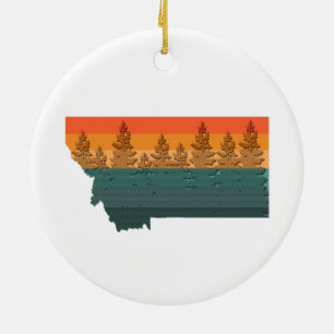 Montana State Tree Silhouette Ceramic Tree Decoration