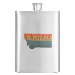 Montana State Tree Silhouette Hip Flask