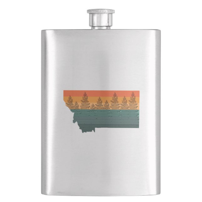 Montana State Tree Silhouette Hip Flask (Front)