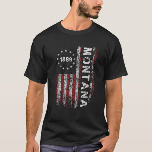 Montana State US Flag Vintage For Men Women Youth T-Shirt