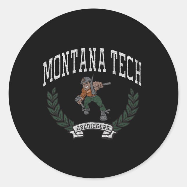 Montana Tech Orediggers Victory Classic Round Sticker (Front)