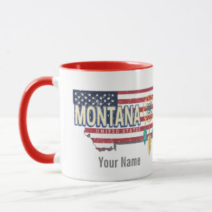 Montana United States Retro State Map Vintage USA Mug