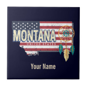 Montana United States Retro State Map Vintage USA Tile