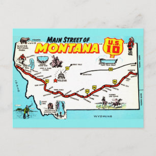 Montana US 10 Map Postcard