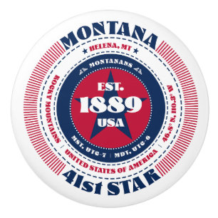 Montana US State Red White Blue Typography Ceramic Knob