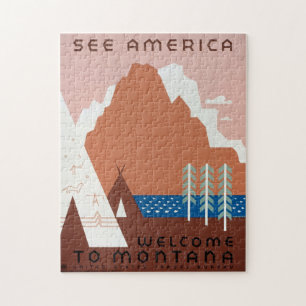 Montana Vintage Art Cool Historical Photos Travel Jigsaw Puzzle