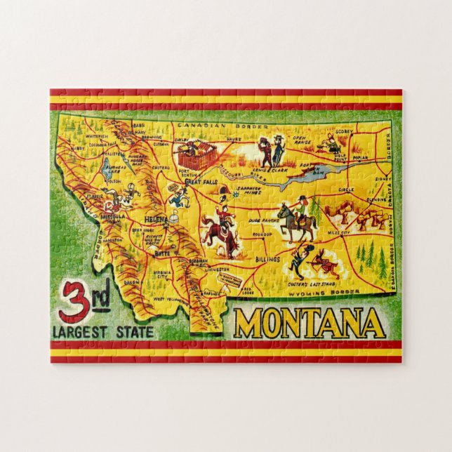 Montana Vintage Map 11x14 Jigsaw Puzzle (Horizontal)