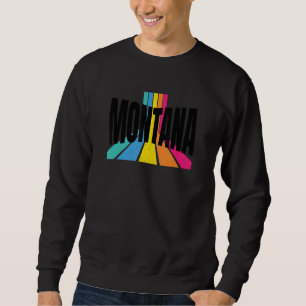Montana Vintage Modern Retro Stripes Cool Montana  Sweatshirt