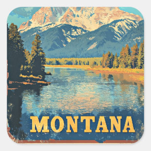 Montana Vintage Travel Poster Square Sticker