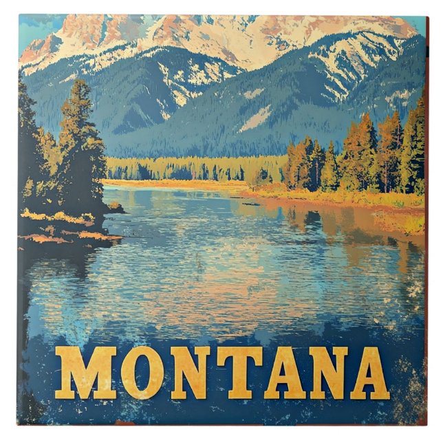 Montana Vintage Travel Poster Tile (Front)