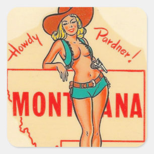 Montana vintage travel square sticker