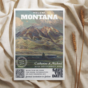 Montana Vintage Wedding Travel QR Code Save The Date
