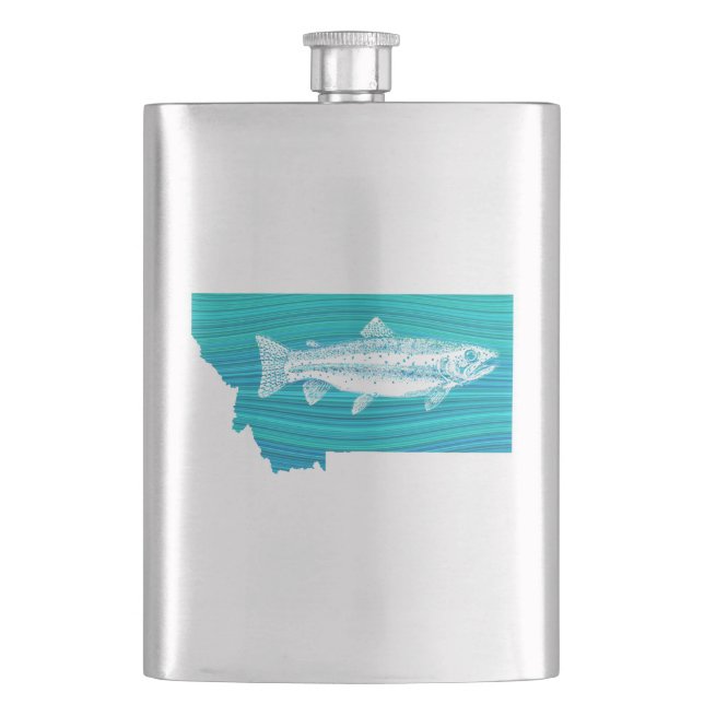 Montana Wave Fishing Hip Flask (Front)