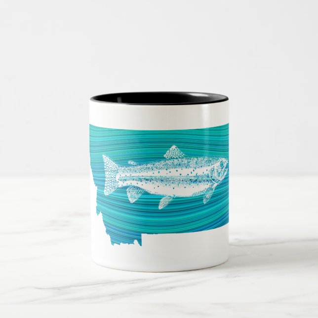 Montana Wave Fishing Two-Tone Coffee Mug (Center)