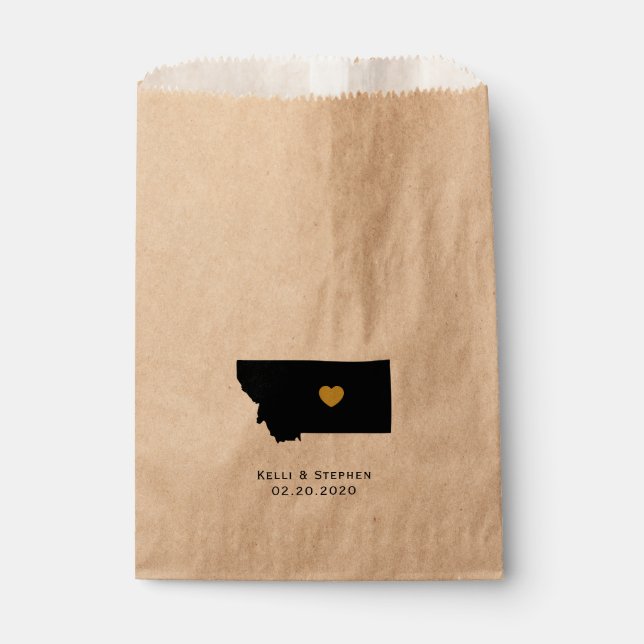 Montana Wedding Favour Treat Sacks, Gift Bags (Front)