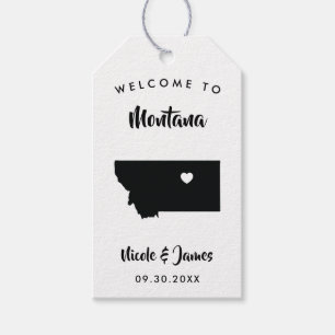 Montana Wedding Welcome Bag Tags, Map Gift Tags