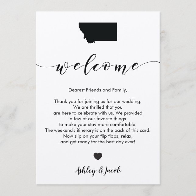 Montana Wedding Welcome Letter & Itinerary Card (Front)