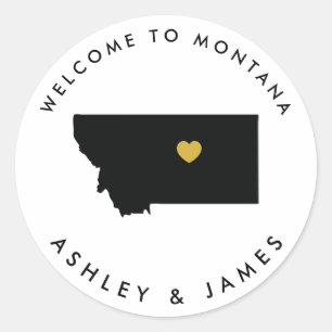 Montana Wedding Welcome Sticker Tag Gold Black