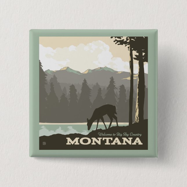 Montana | Welcome to Big Sky Country 15 Cm Square Badge (Front)