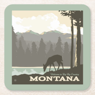 Montana   Welcome to Big Sky Country Square Paper Coaster