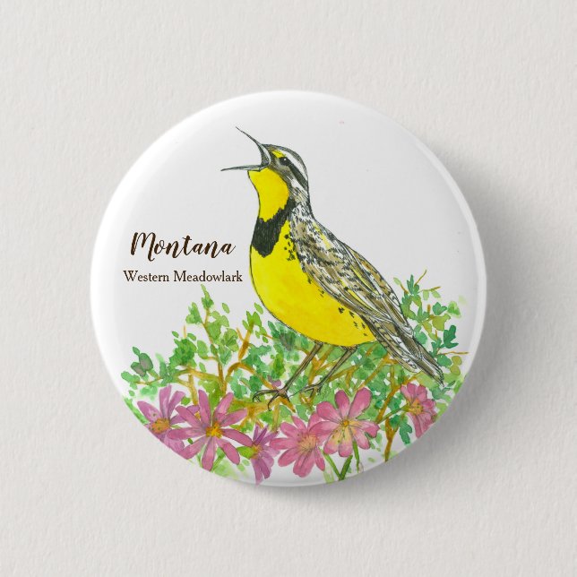 Montana Western Meadowlark State Bird 6 Cm Round Badge (Front)