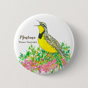 Montana Western Meadowlark State Bird 6 Cm Round Badge