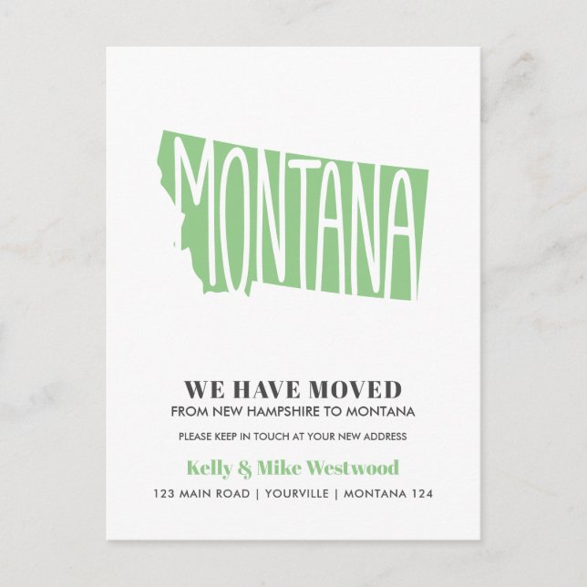 MONTANA We've moved New address New Home  Postcard (Front)