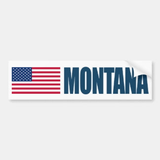 Montana with US Flag Bumper Sticker