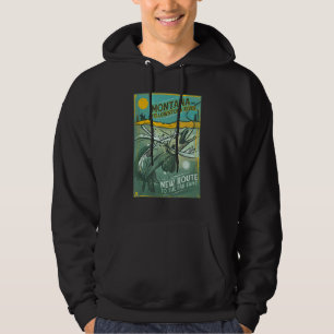Montana Yellowstone Fishing Cool Fun Retro Travel Hoodie