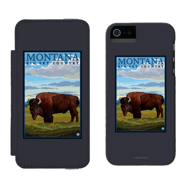 MontanaBison Vintage Travel Poster Incipio iPhone Wallet Case (Side by Side)