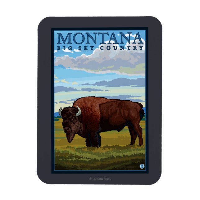 MontanaBison Vintage Travel Poster Magnet (Vertical)