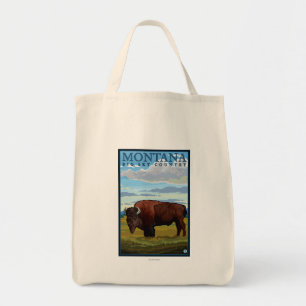MontanaBison Vintage Travel Poster Tote Bag
