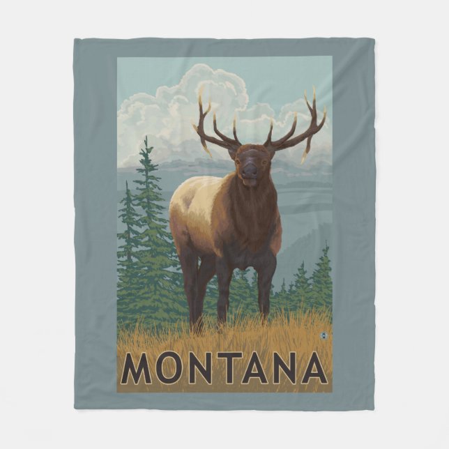 MontanaElk Scene Fleece Blanket (Front)