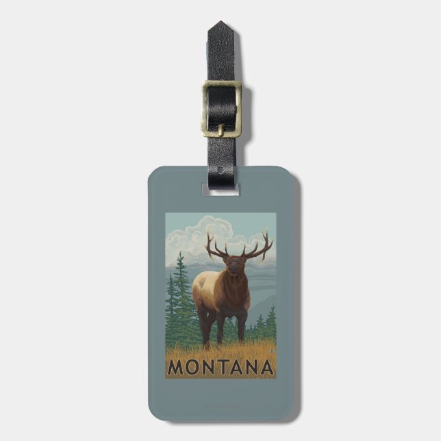 MontanaElk Scene Luggage Tag (Front Vertical)