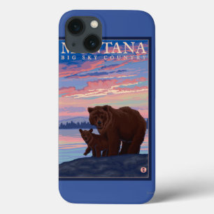 MontanaMomma Bear and Cub Vintage Travel iPhone 13 Case