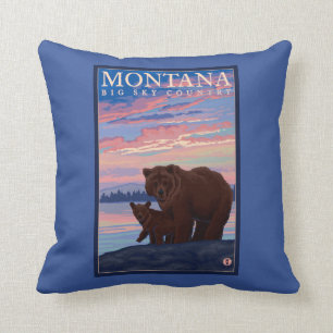 MontanaMomma Bear and Cub Vintage Travel Cushion