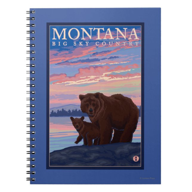 MontanaMomma Bear and Cub Vintage Travel Notebook (Front)