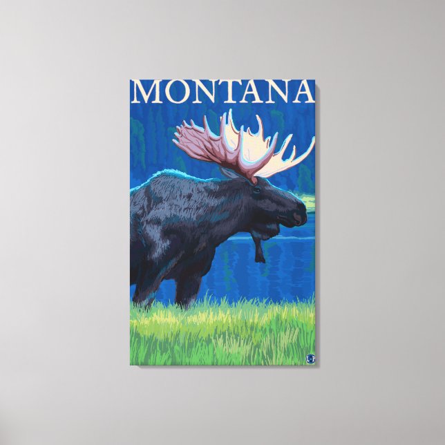 MontanaMoose Vintage Travel Poster Canvas Print (Front)