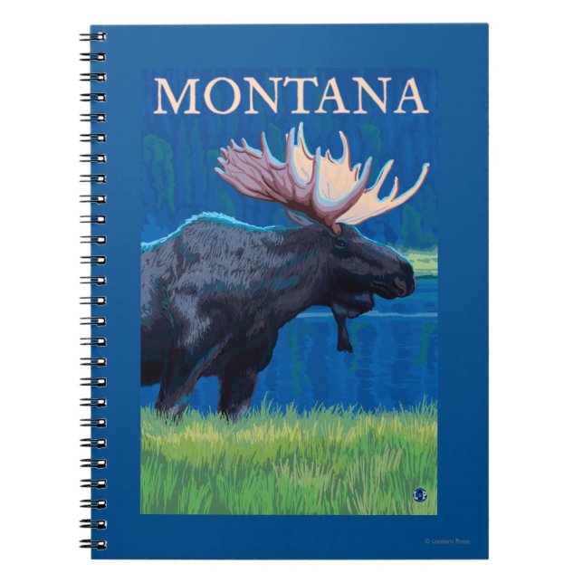 MontanaMoose Vintage Travel Poster Notebook (Front)