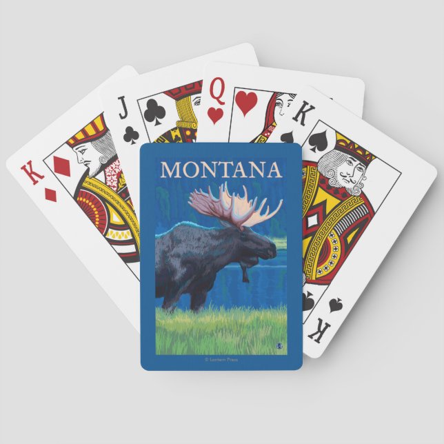 MontanaMoose Vintage Travel Poster Playing Cards (Back)