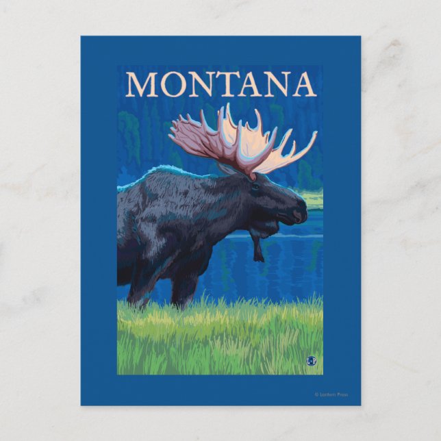 MontanaMoose Vintage Travel Poster Postcard (Front)