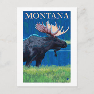 MontanaMoose Vintage Travel Poster Postcard
