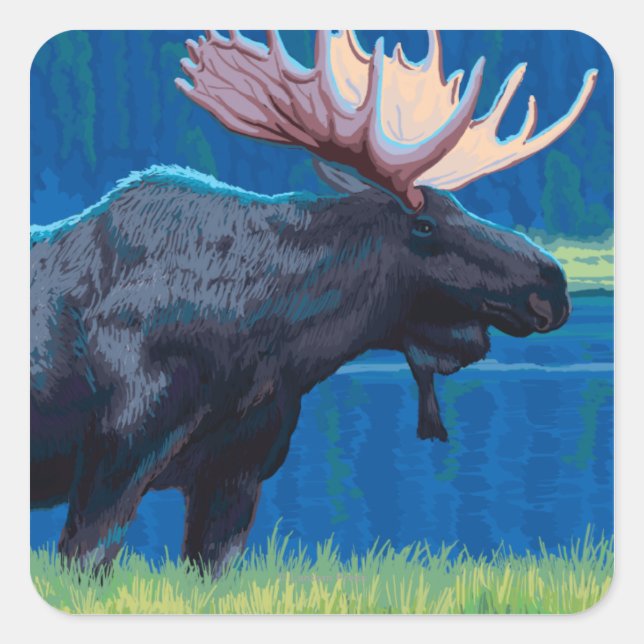 MontanaMoose Vintage Travel Poster Square Sticker (Front)