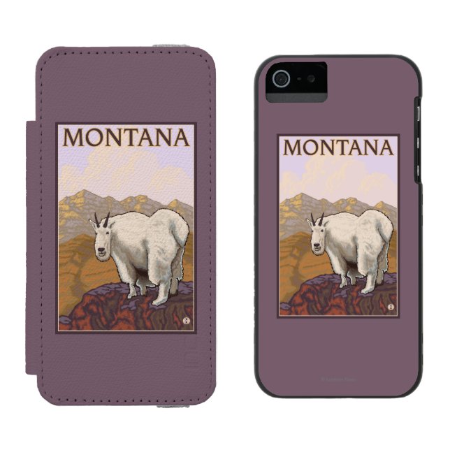 MontanaMountain Goat Vintage Travel Poster Incipio iPhone Wallet Case (Side by Side)