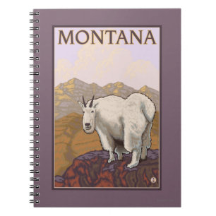 MontanaMountain Goat Vintage Travel Poster Notebook