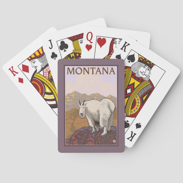 MontanaMountain Goat Vintage Travel Poster Playing Cards (Back)