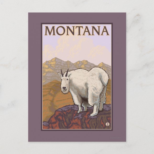 MontanaMountain Goat Vintage Travel Poster Postcard (Front)