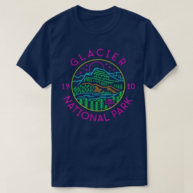 MontanaUS Mountain Travel  Vintage Glacier Nationa T-Shirt (Design Front)