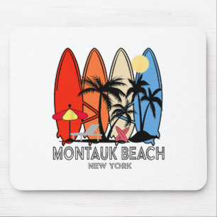 Montauk Beach New York Retro Surfboard Vintage Mouse Mat